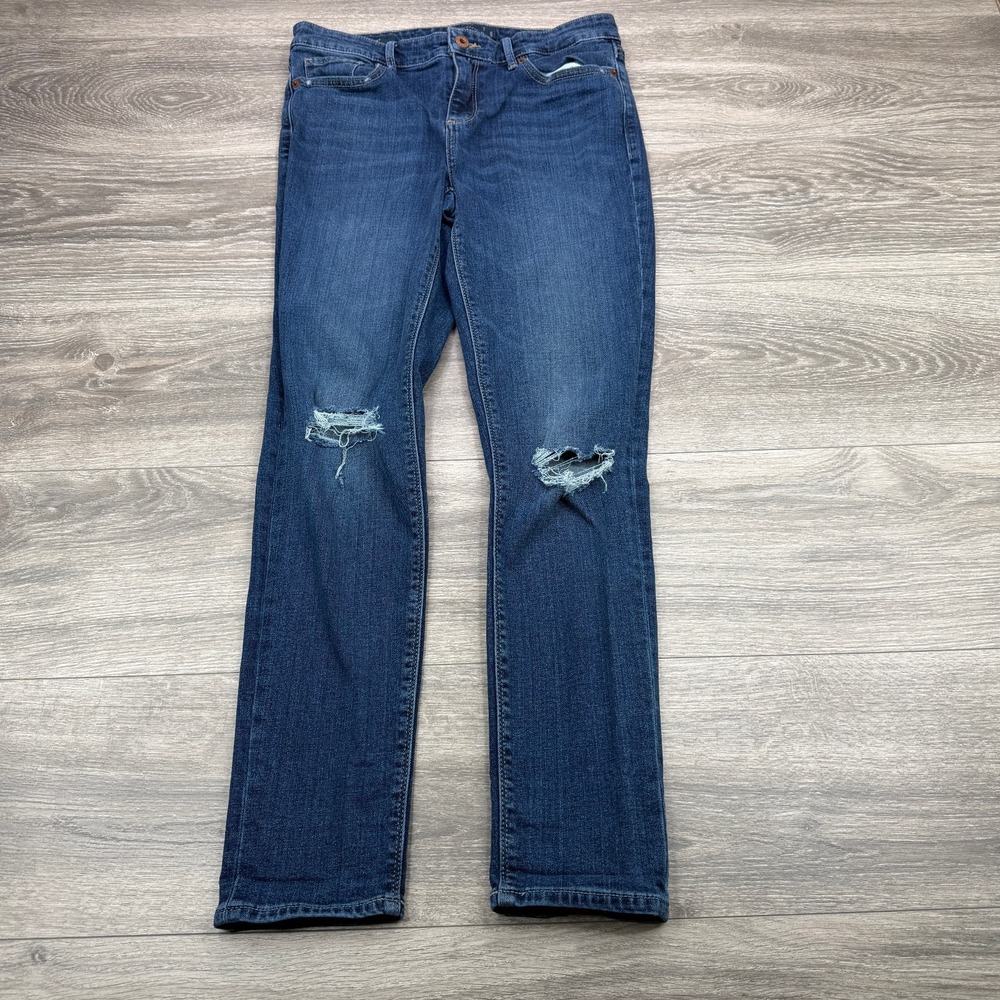 Lucky Brand Jean Women 29 Blue Ava Skinny Distressed Mid Rise Stretch Ripped Y2K
